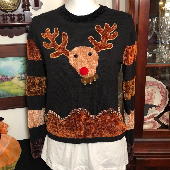 Vintage Jack B. Quick Petites Reindeer Sweater - Picture 1 of 7